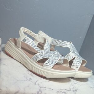 Chic White Women's Sandals with Rhinestone Accents